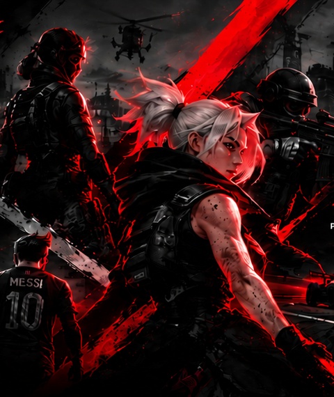 Cortex gaming artwork with red-lit fighters